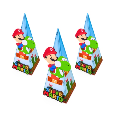 Caixa Cone Mario Bros Personalizada Lembrancinha Festa Infantil