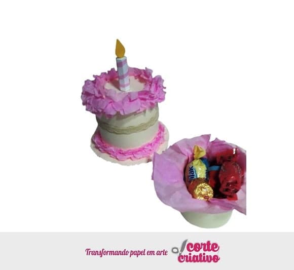 Caixa Bombom Bolo Fake Circo Rosa