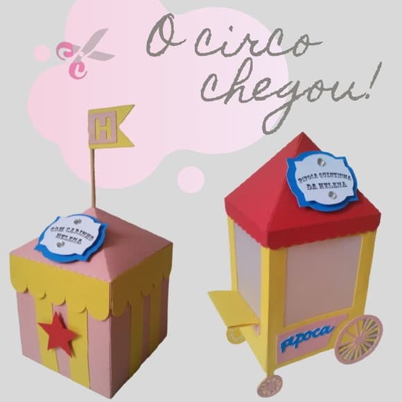 Kit Carrinho de Pipoca e Caixa Tenda Menina Circo Rosa