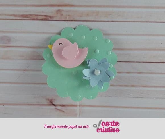 Topper Flor e Passarinho Jardim Scrap